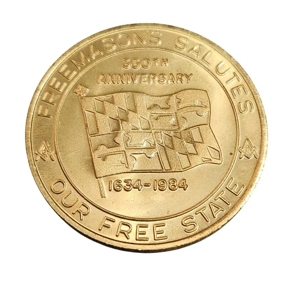 Grand Lodge 350th Anniversary Gold‎ Coin Harvey T. Hopkins Grand Master 1984